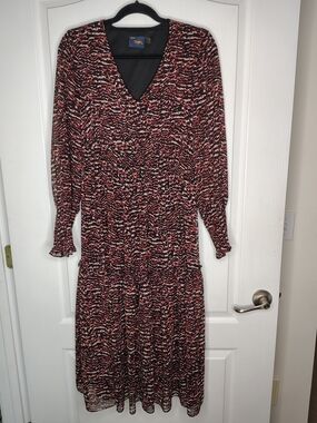 Just...Taylor Pink and Black Abstract V-Neck Maxi Dress